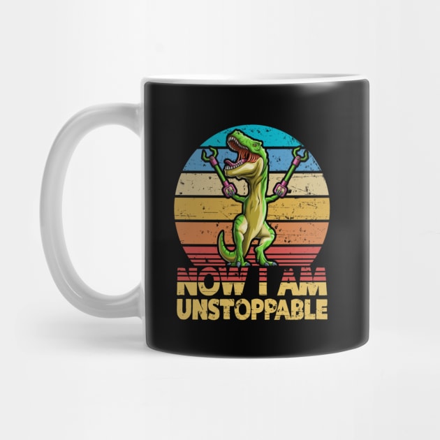 Now I Am Unstoppable Retro Style T-Rex Dinosaur Gift by Blink_Imprints10